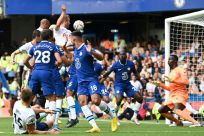 Harry Kane (centre)scored a 96th minute equaliser for Tottenham