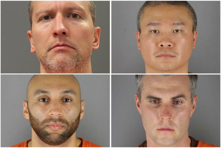 Former Minneapolis police officers pose for booking photographs in Minneapolis