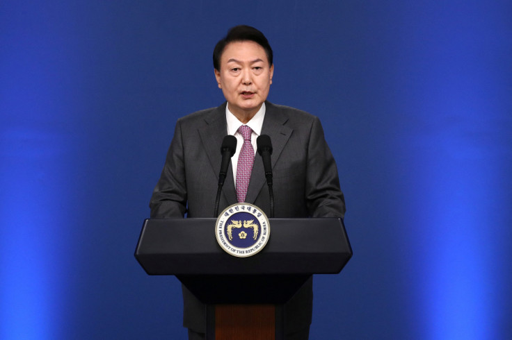 South Korea's President Yoon Suk-yeol holds first official news conference, in Seoul