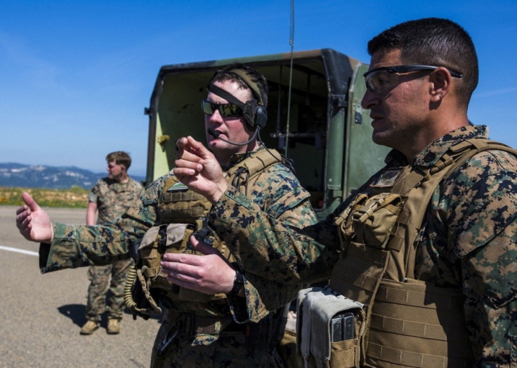 U.S. Marines Sgt. Darin Hoover and Staff Sgt. Juan Fuentes at Camp Pendleton, California