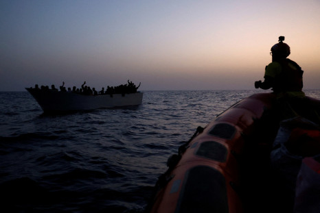 NGO Proactiva Open Arms Uno rescue boat in central Mediterranean Sea