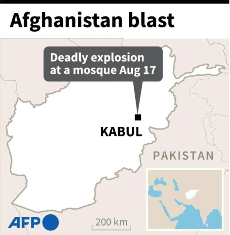 Map of Afghanistan, locating Kabul, where a deadly blast ripped through a mosque packed with worshippers on Wednesday.