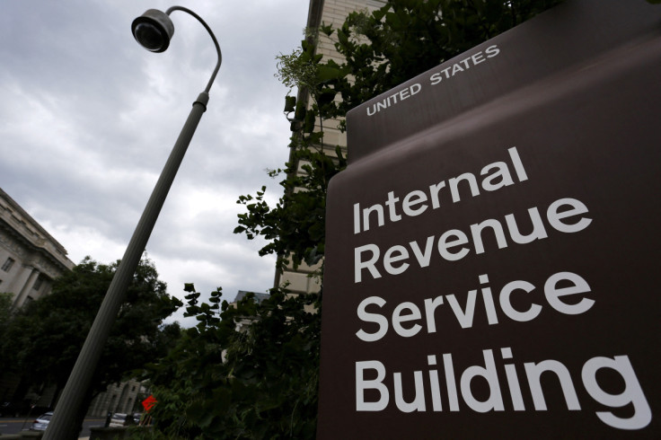 A security camera hangs near a corner of the Internal Revenue Service (IRS) building in Washington