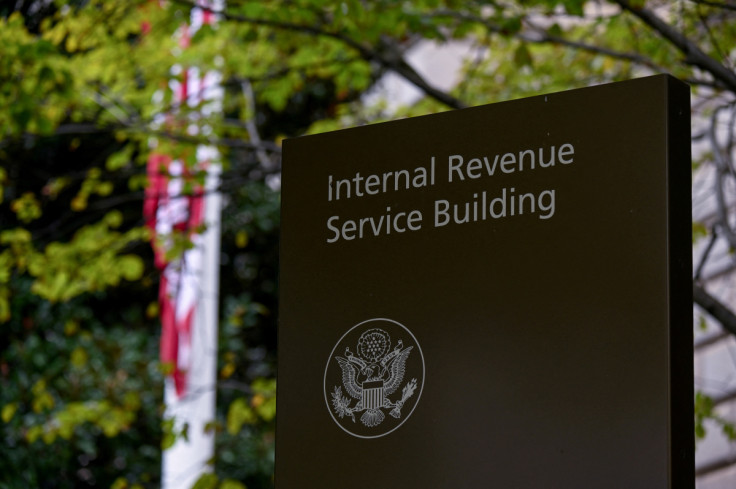 A sign for the Internal Revenue Service building is seen in Washington