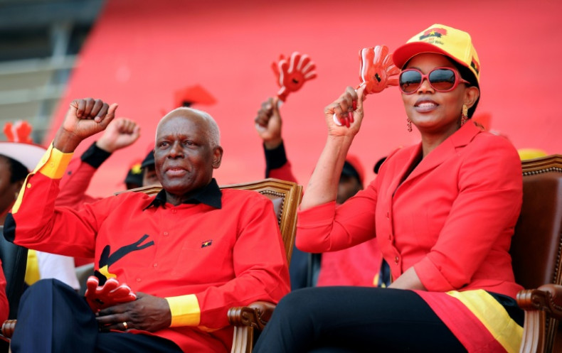 Jose Eduardo dos Santos, here at a campaign rally  with his wife Ana Paula in 2012, ruled Angola with an iron first from 1979 to 2017