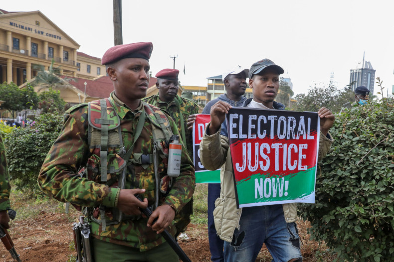 Supporters of Kenya's opposition leader Odinga gather as his legal team prepares to file a petition challenging the presidential election result