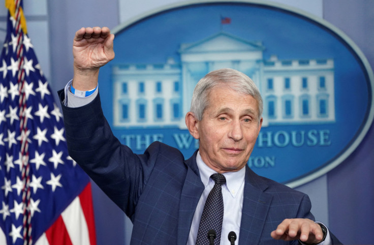 Fauci speaks during a press briefing at the White House in Washington