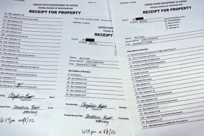 Itemized list of property seized by the FBI during search of former U.S. President Donald Trump's Mar-a-Lago estate is seen after being released by U.S. federal court in Florida