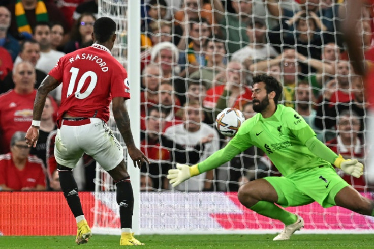 Marcus Rashford (left) scored his first goal since January to earn Manchester United a 2-1 win over Liverpool