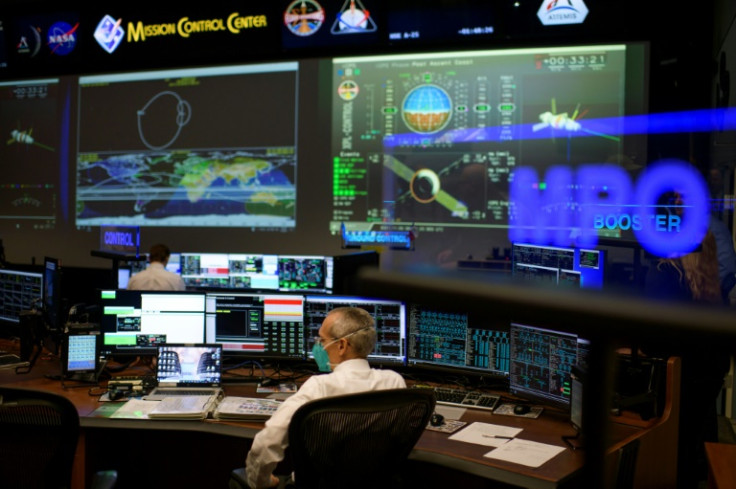 The White Flight Control Room at the Johnson Space Center's Mission Control Center in Houston, Texas