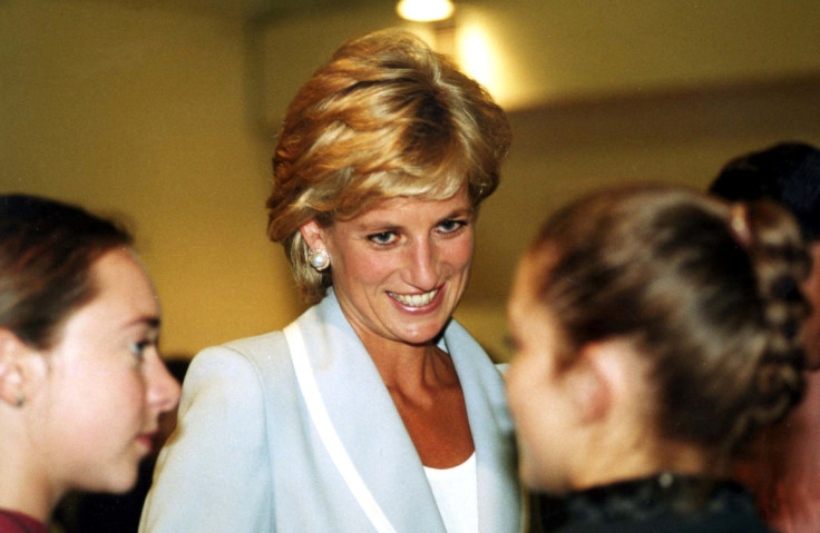 Diana, Princess of Wales, speaks with dancers at the studios of the English National Ballet August 2..