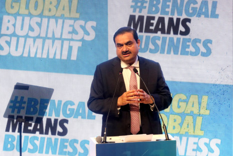 Indian billionaire Gautam Adani addresses delegates during the Bengal Global Business Summit in Kolkata