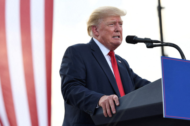 Former U.S. President Donald Trump holds a rally in Mendon