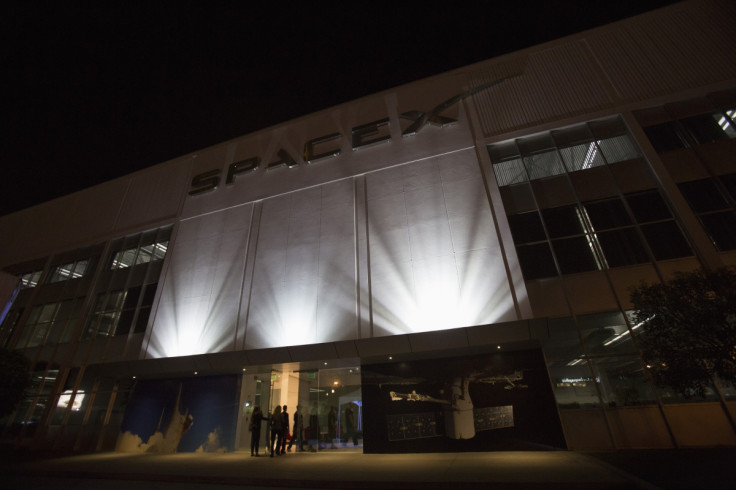 An exterior of the SpaceX headquarters in Hawthorne