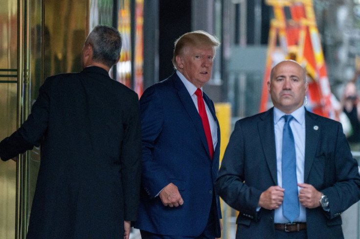 Former U.S. President Donald Trump departs Trump Tower for a deposition two days after FBI agents raided his Mar-a-Lago Palm Beach home