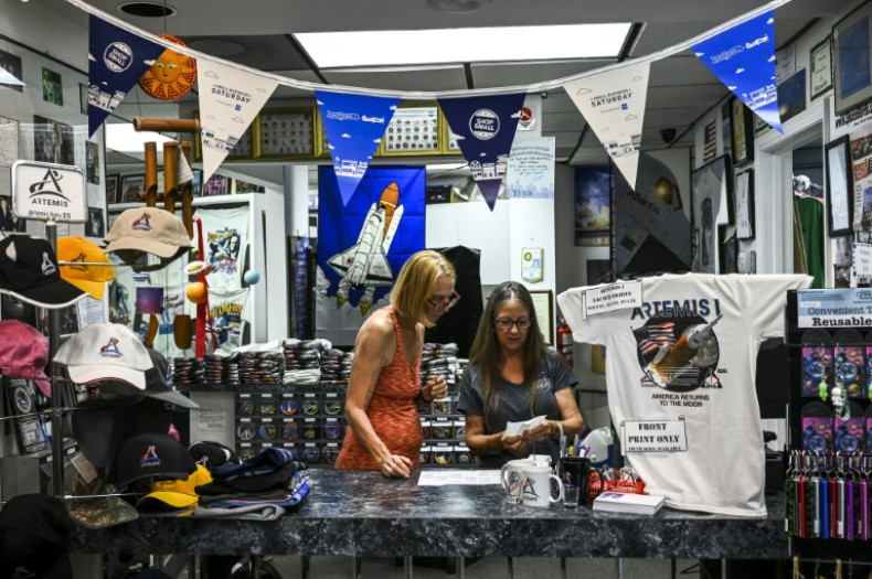 When they enter the Space Shirts store, visitors see Artemis rocket t-shirts for sale