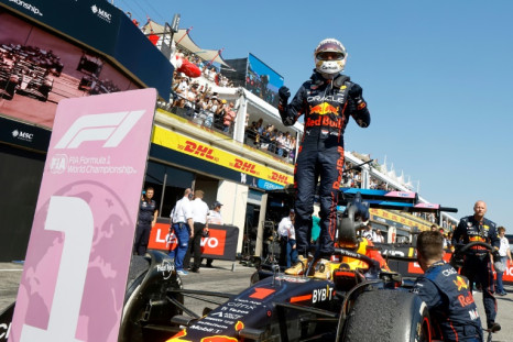Max Verstappen celebrates his stunning Spa win