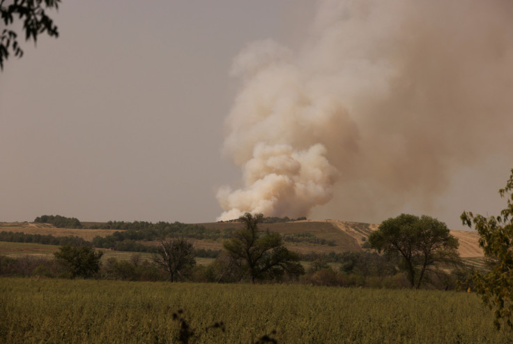 Smoke rises following recent Russian shelling in Pazeno area