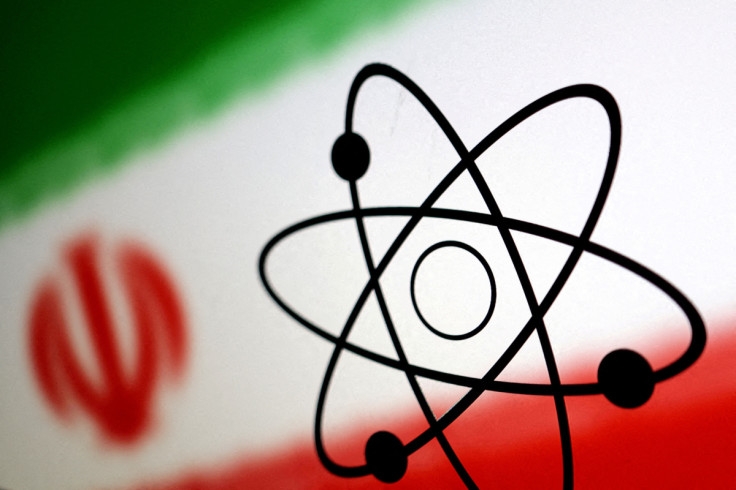 Illustration shows Atom symbol and Iran flag