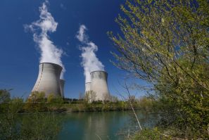 Steam rises from the cooling towers of the Electricite de France nuclear power station of Le Bugey in Saint-Vulbas