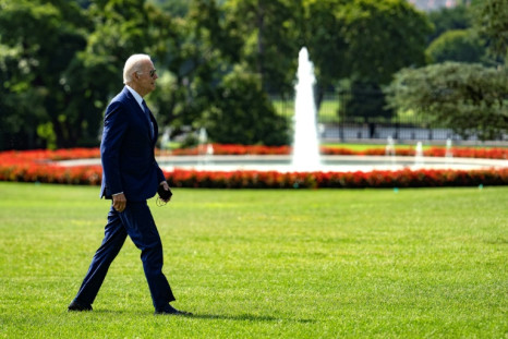 US President Joe Biden walks on the South Lawn of the White House in Washington, DC, on August 29, 2022