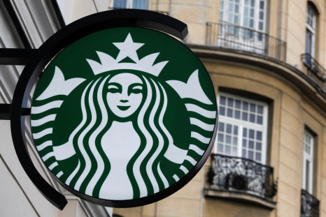 The Starbucks logo is seen outside the new Starbucks cafe in Warsaw