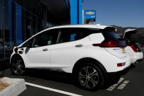 A Chevrolet Bolt electric vehicle is seen at Stewart Chevrolet in Colma, California