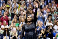 Serena Williams salutes the crowd after her US Open exit on Friday