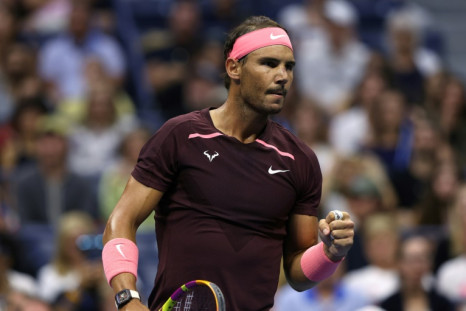 Power-packed: Rafael Nadal reacts to a point against Richard Gasquet