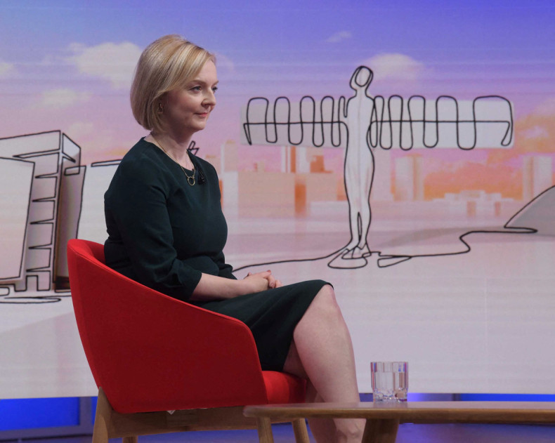 Conservative leadership candidate Liz Truss appears on BBC's Sunday with Laura Kuenssberg in London
