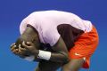 In shock: Frances Tiafoe reacts after defeating Rafael Nadal
