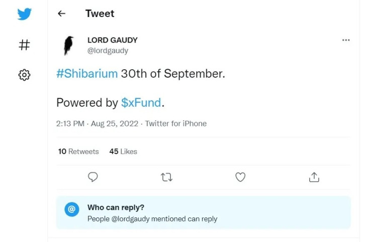 screenshot of xFUND Telegram moderator's tweet