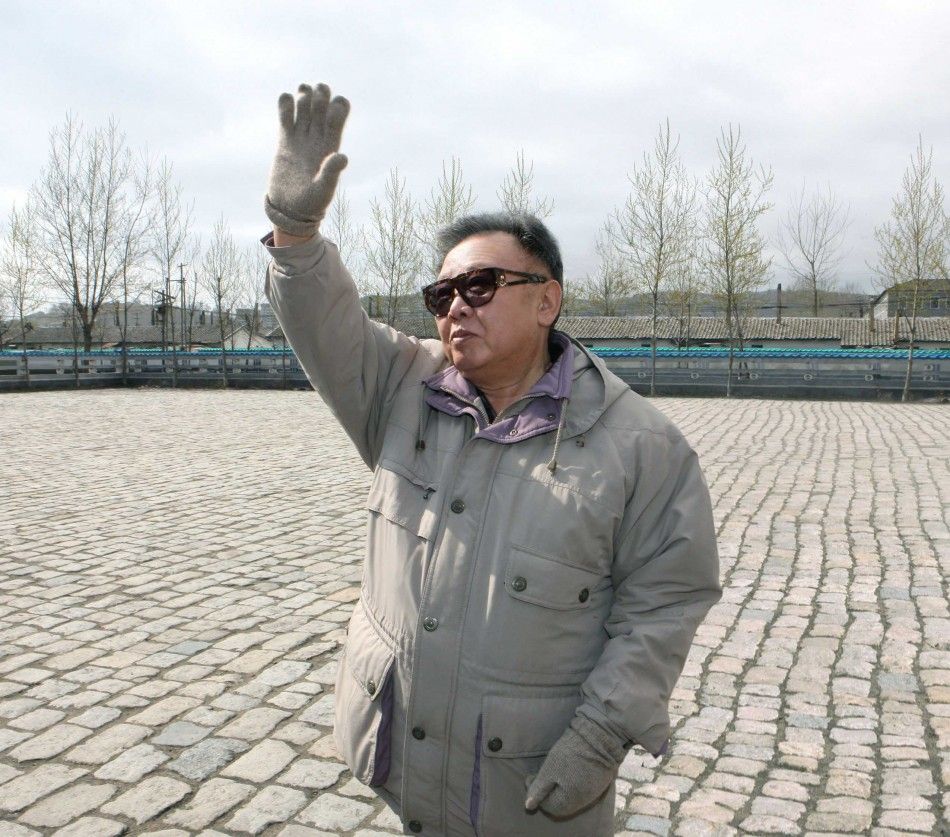 North Korean leader Kim Jong-il waves upon his visit to the Songjin Steel Complex in North Korea  25042011   