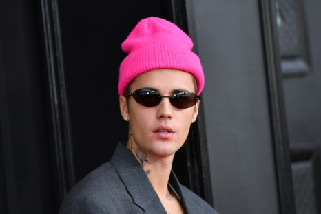 Canadian singer-songwriter Justin Bieber arrives for the 64th Annual Grammy Awards at the MGM Grand Garden Arena in Las Vegas on April 3, 2022