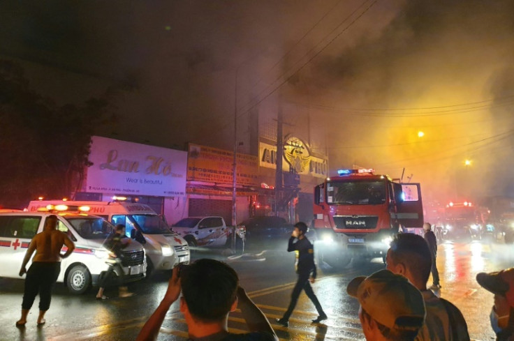 A fire tore through a karaoke bar in southern Vietnam's Thuan An city