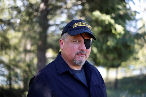 Stewart Rhodes of the Oath Keepers poses during an interview session in Eureka