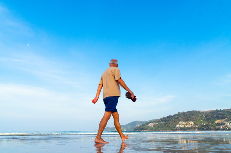 A retired male on the beach