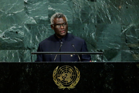 Solomon Islands Prime Minister Sogavare addresses the 72nd United Nations General Assembly at U.N. headquarters in New York