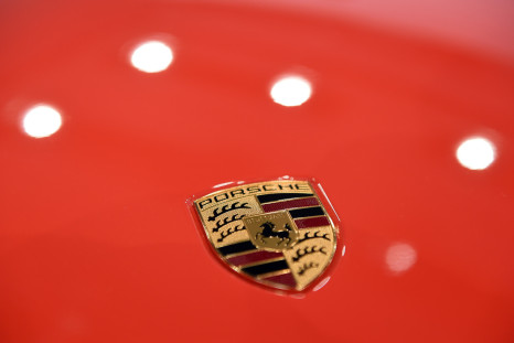 The logo of German carmaker Porsche AG is seen before the company's annual news conference in Stuttgart