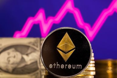 Illustration shows representations of cryptocurrency Ethereum