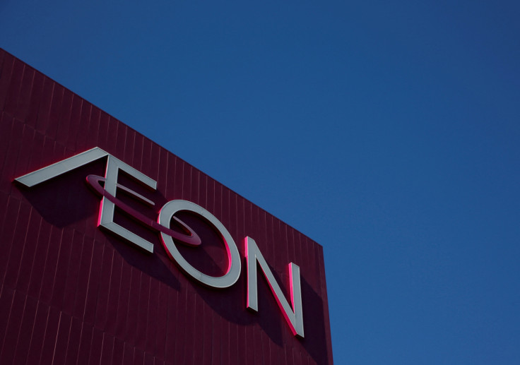 Aeon Co Ltd's logo is seen on its shopping mall in Chiba