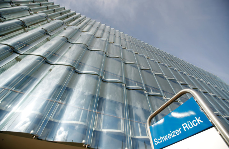 The bus stop "Schweizer Rueck"is seen in front of the headquarters of insurance company Swiss Re in Zurich