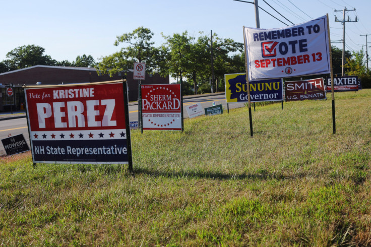 Campaign signs are planted ahead of the Primary Election in Londonderry