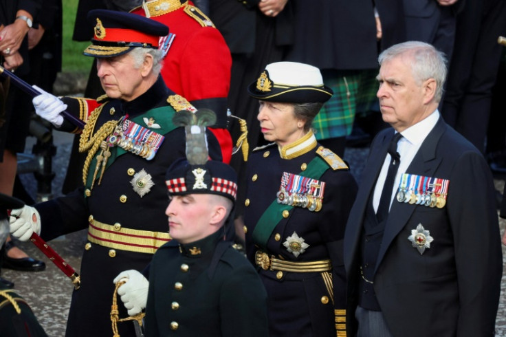 There were several arrests in Edinburgh, after Prince Andrew (R) was heckled during a procession behind his mother's coffin