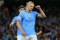 Erling Haaland celebrates after scoring Manchester City's winner against his old club Borussia Dortmund on Wednesday