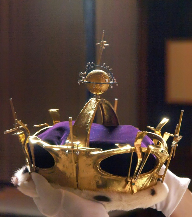 The crown worn by Charles at his investiture at Caernarfon Castle went on display as part of an exhibition at Windsor Castle to mark his 60th birthday in 2008