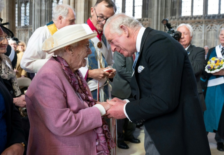 Charles distributed Maundy money during the Royal Maundy Service at St George's Chapel in Windsor, west of London, in April