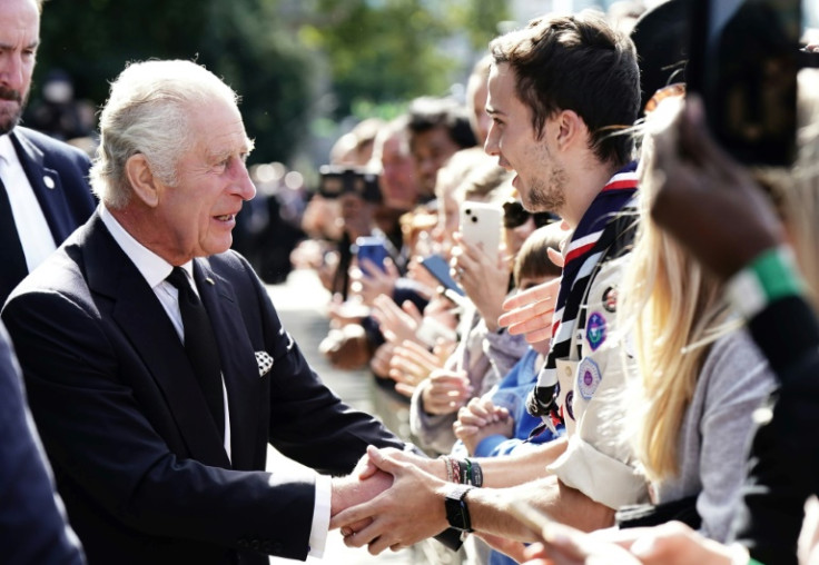 Britain's King Charles III met members of the public waiting in the queue