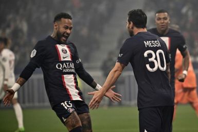 Neymar (L) set up Lionel Messi (R) to score after five minutes in Lyon