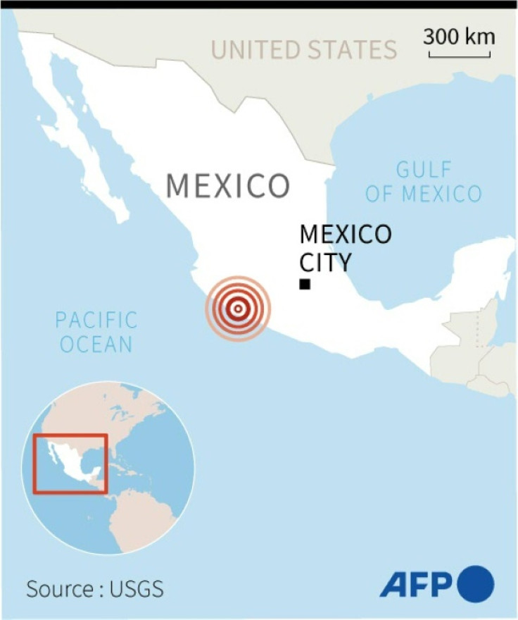 Map of Mexico locating the earthquake that struck western Mexico on Monday